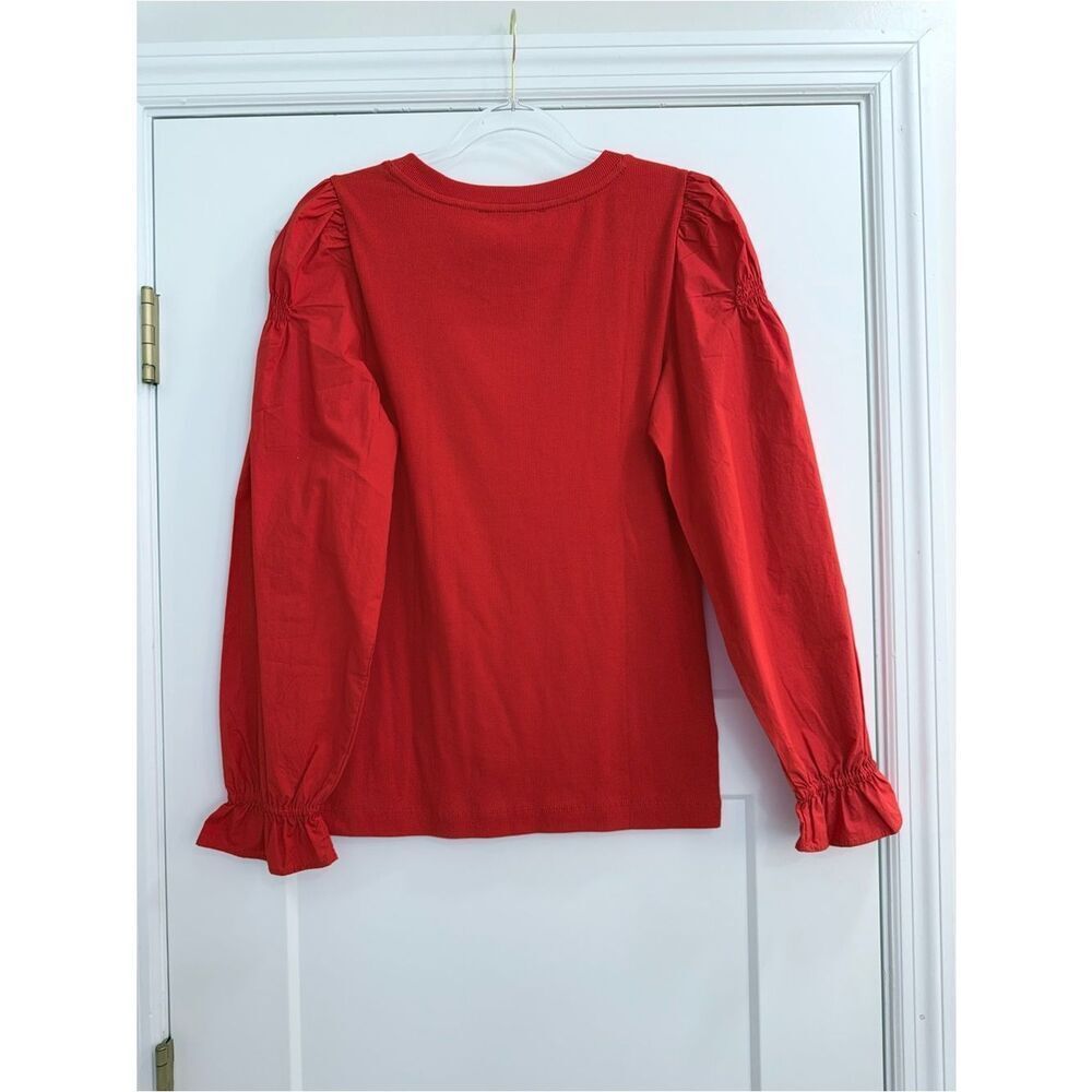 Loft Ruffle Cuff Mixed Media Blouse - Picture 3 of 7